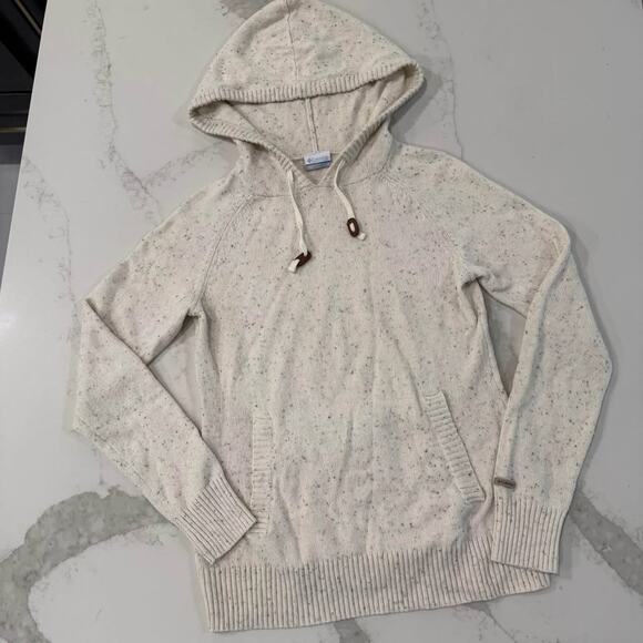 Columbia Tops - Columbia Sportswear Hooded Knit Pullover Sweater Women's Medium Speckled Ivory